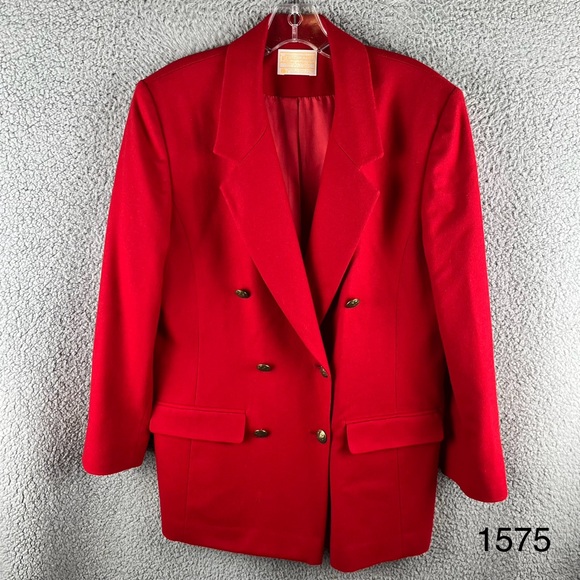 Pendleton Women’s Size 10 Red Wool Double Breasted Blazer Vintage Made in‎ USA - Picture 1 of 16